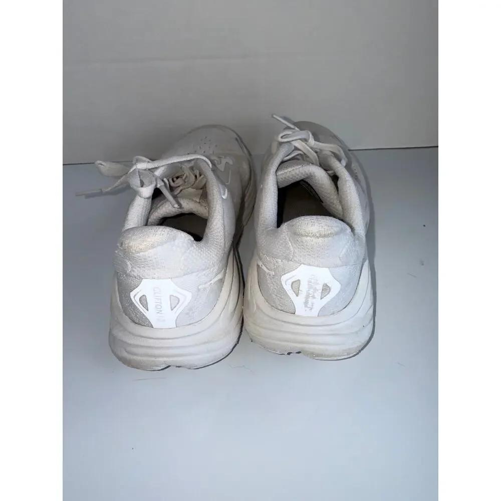 HOKA youth all white athletic lace up youth running shoes 3.5